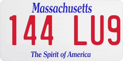 MA license plate 144LU9