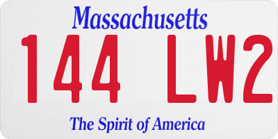 MA license plate 144LW2
