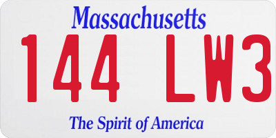 MA license plate 144LW3