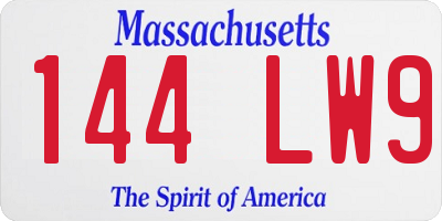 MA license plate 144LW9