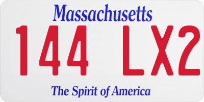 MA license plate 144LX2
