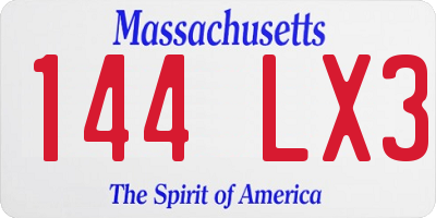 MA license plate 144LX3