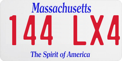 MA license plate 144LX4