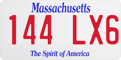 MA license plate 144LX6