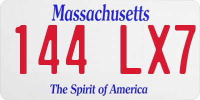 MA license plate 144LX7