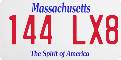 MA license plate 144LX8