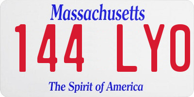 MA license plate 144LY0