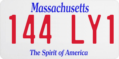 MA license plate 144LY1
