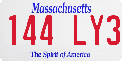 MA license plate 144LY3