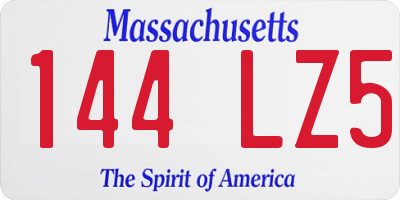 MA license plate 144LZ5