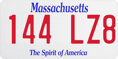 MA license plate 144LZ8