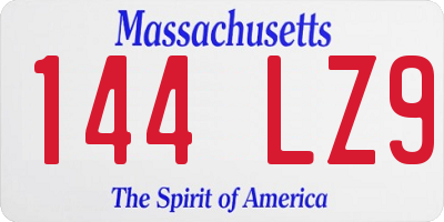 MA license plate 144LZ9