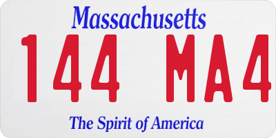 MA license plate 144MA4