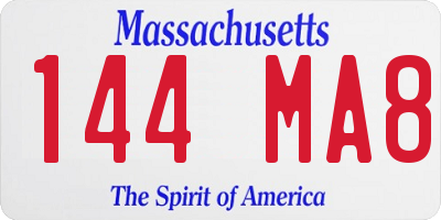 MA license plate 144MA8