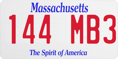 MA license plate 144MB3