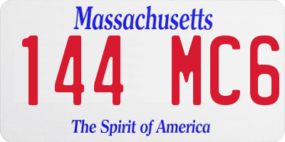 MA license plate 144MC6