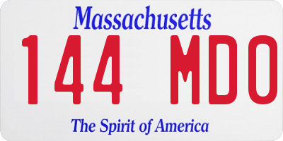 MA license plate 144MD0