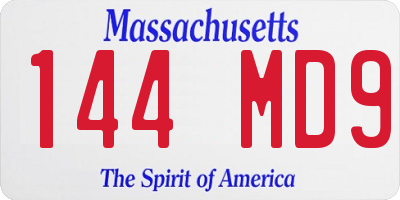 MA license plate 144MD9