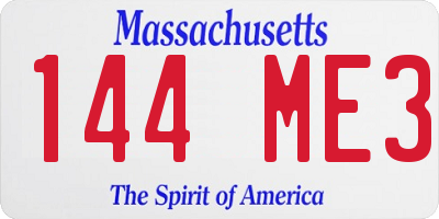MA license plate 144ME3