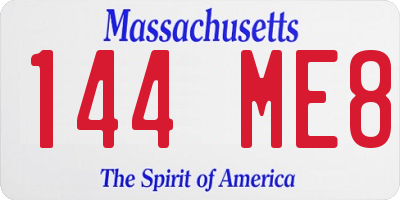 MA license plate 144ME8
