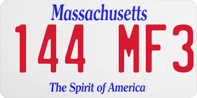 MA license plate 144MF3