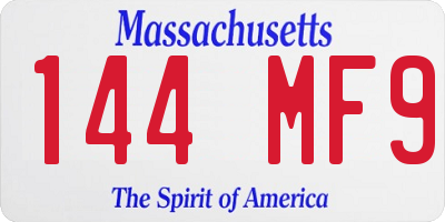 MA license plate 144MF9