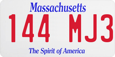 MA license plate 144MJ3