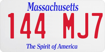 MA license plate 144MJ7