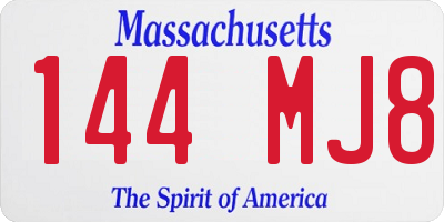 MA license plate 144MJ8