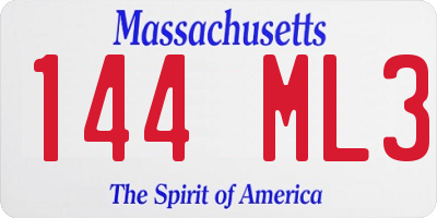 MA license plate 144ML3
