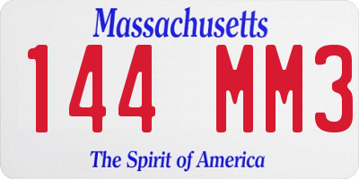 MA license plate 144MM3