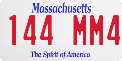 MA license plate 144MM4