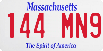 MA license plate 144MN9