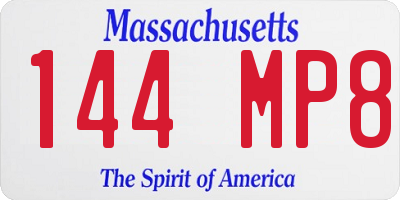 MA license plate 144MP8