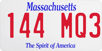 MA license plate 144MQ3