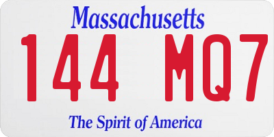 MA license plate 144MQ7