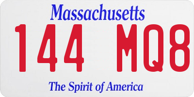 MA license plate 144MQ8