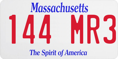 MA license plate 144MR3