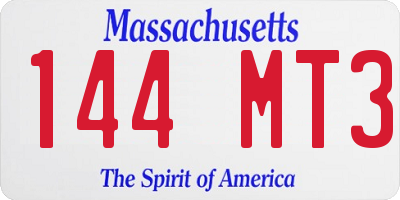 MA license plate 144MT3