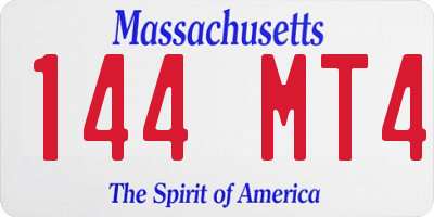 MA license plate 144MT4