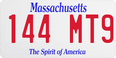 MA license plate 144MT9