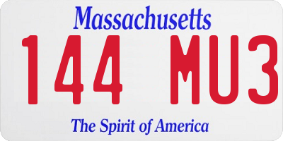 MA license plate 144MU3