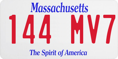 MA license plate 144MV7