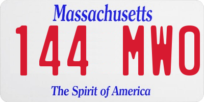 MA license plate 144MW0