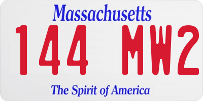 MA license plate 144MW2