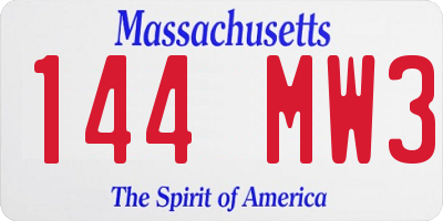 MA license plate 144MW3