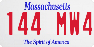 MA license plate 144MW4
