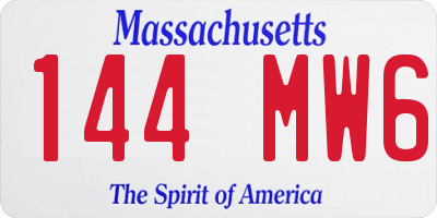 MA license plate 144MW6
