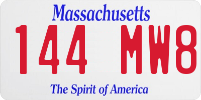 MA license plate 144MW8
