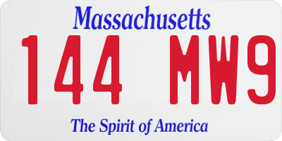 MA license plate 144MW9